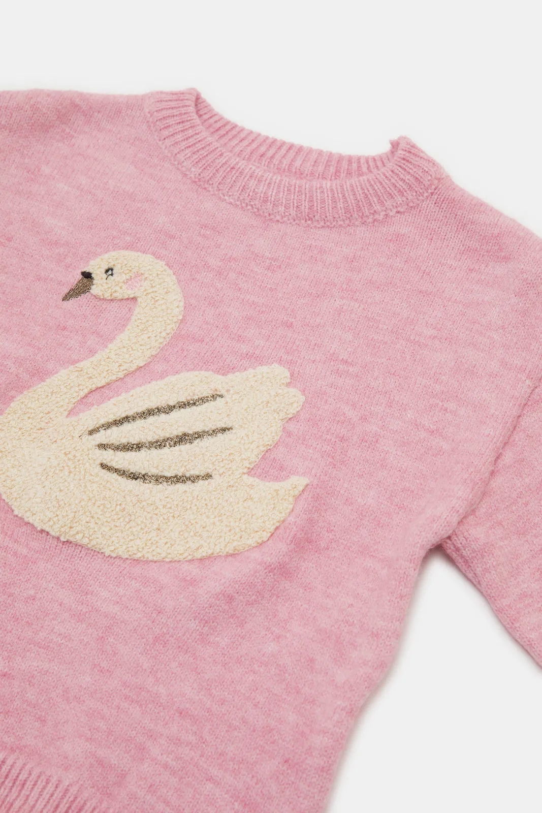 Infant Girls Pink Swan Artwork Pullover