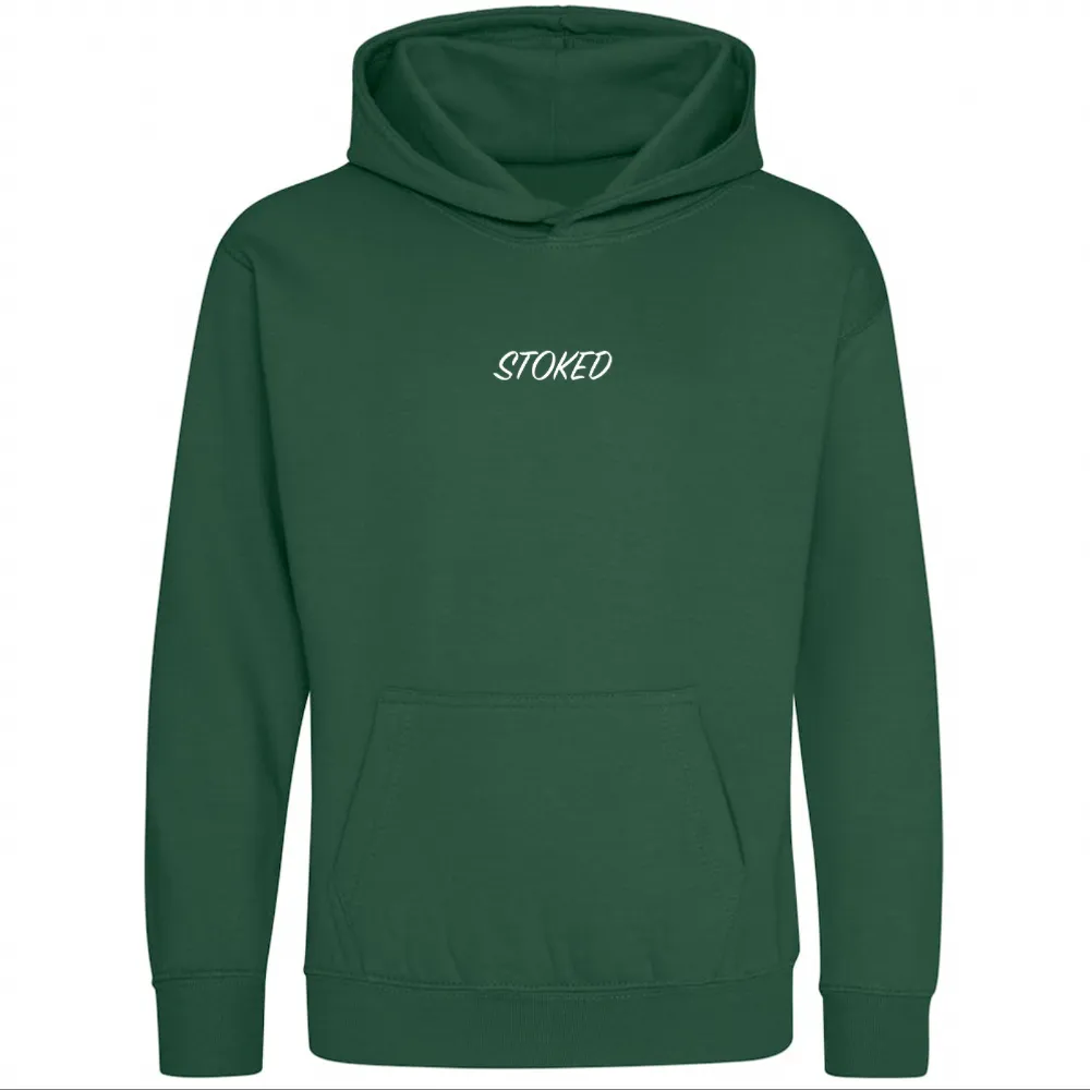 Kids Lightweight Script Hoodie Bottle Green