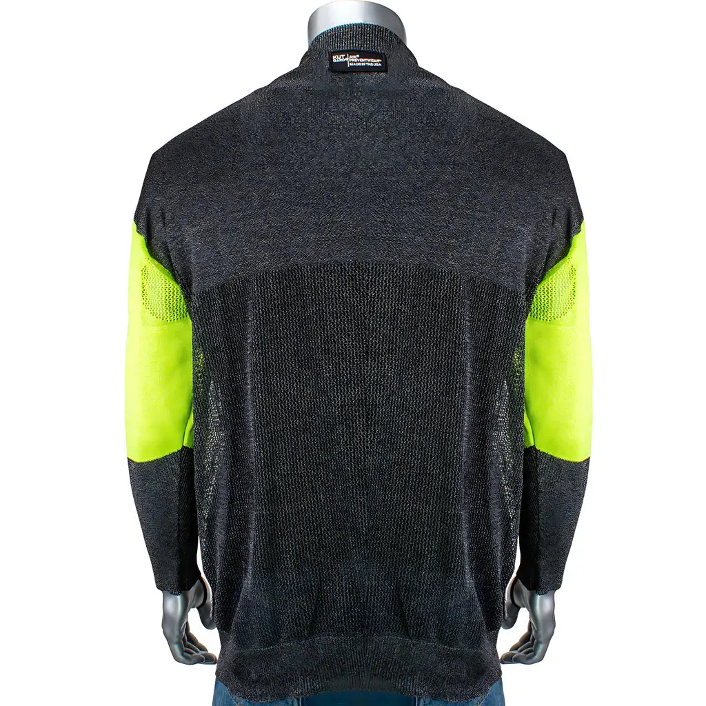 Kut Gard P190BP-PP1-TL-S ATA Blended Cut Resistant Pullover with Removable Belly Patch, Hi-Vis Sleeves and Thumb Loops