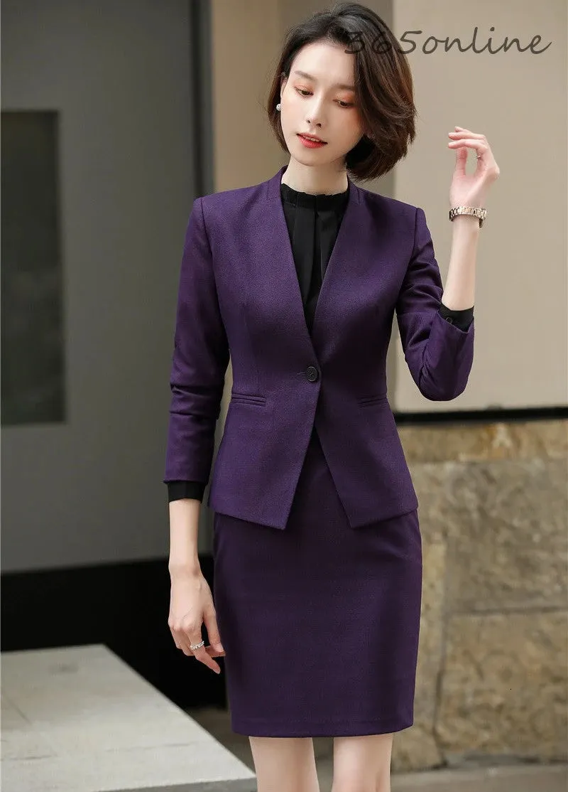 Ladies Office Work Wear Suits Autumn Winter Professional Women Blazers High Quality Fabric Uniform Styles Business Pantsuits