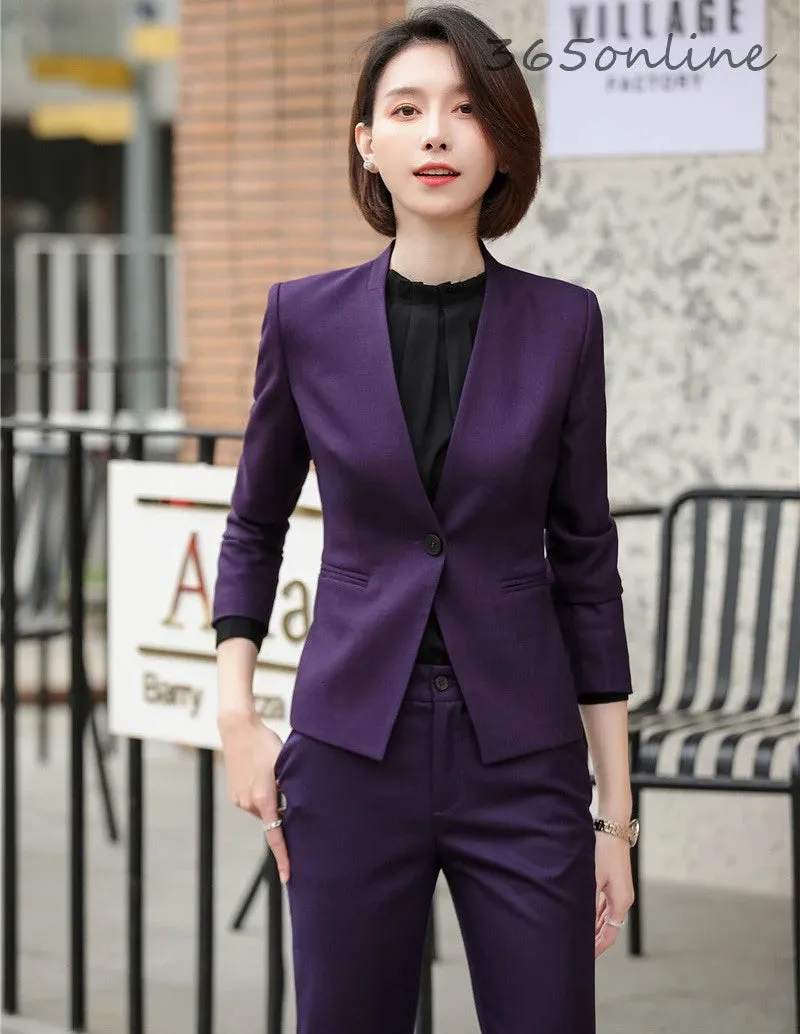 Ladies Office Work Wear Suits Autumn Winter Professional Women Blazers High Quality Fabric Uniform Styles Business Pantsuits