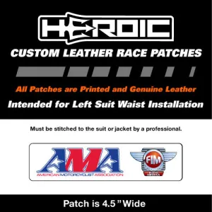 Leather Printed Patches - FIM AMA MotoAmerica White Waist Patch