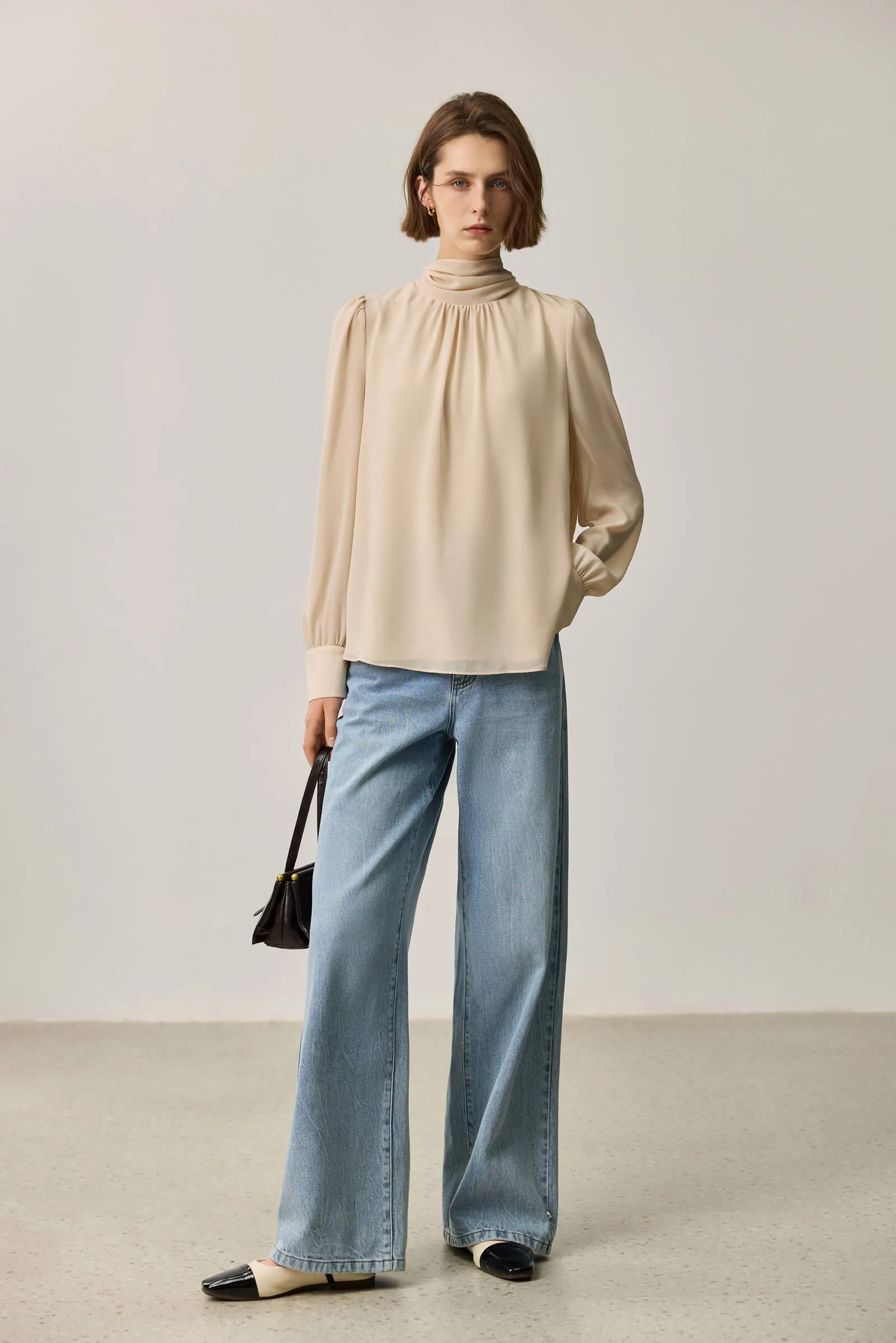 LILY Bow-Tie Neck Chiffon Blouse