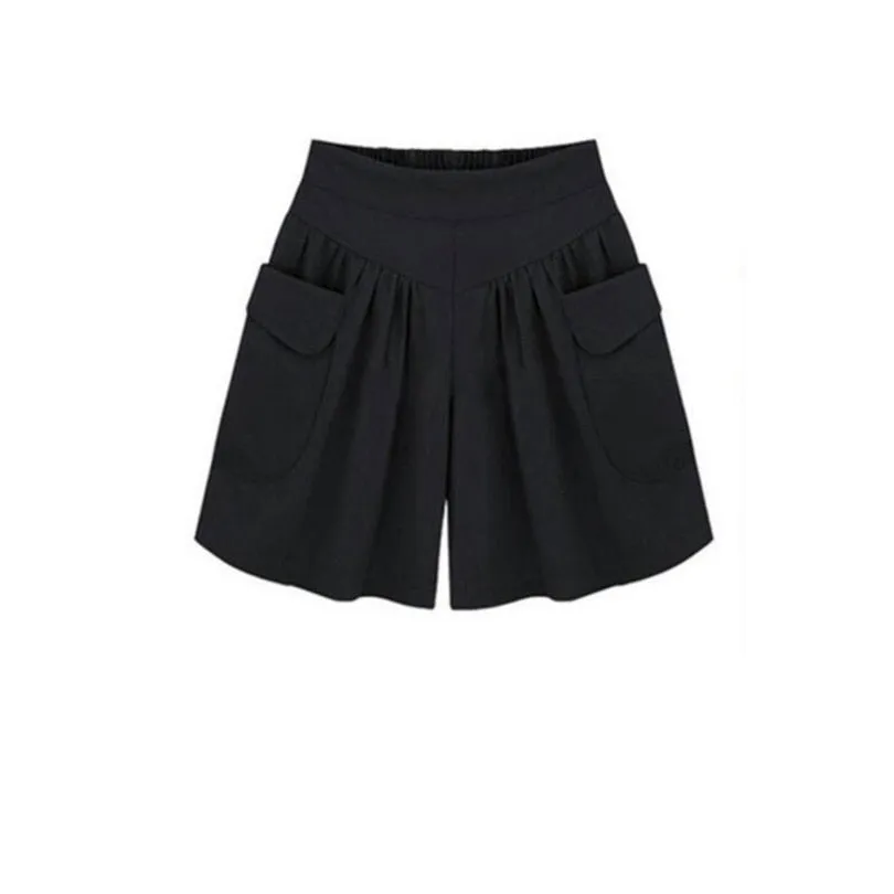 Loose Cotton Harem Shorts with Elastic Waist