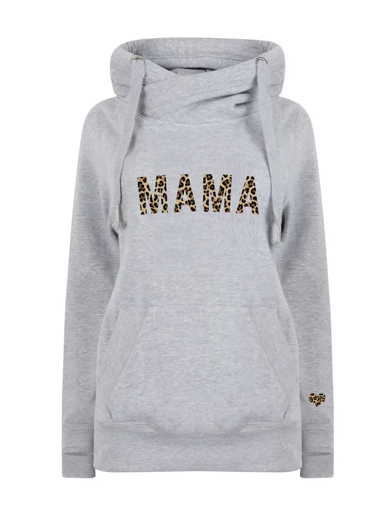 MAMA Bold Leopard Luxe Hoodie - Grey