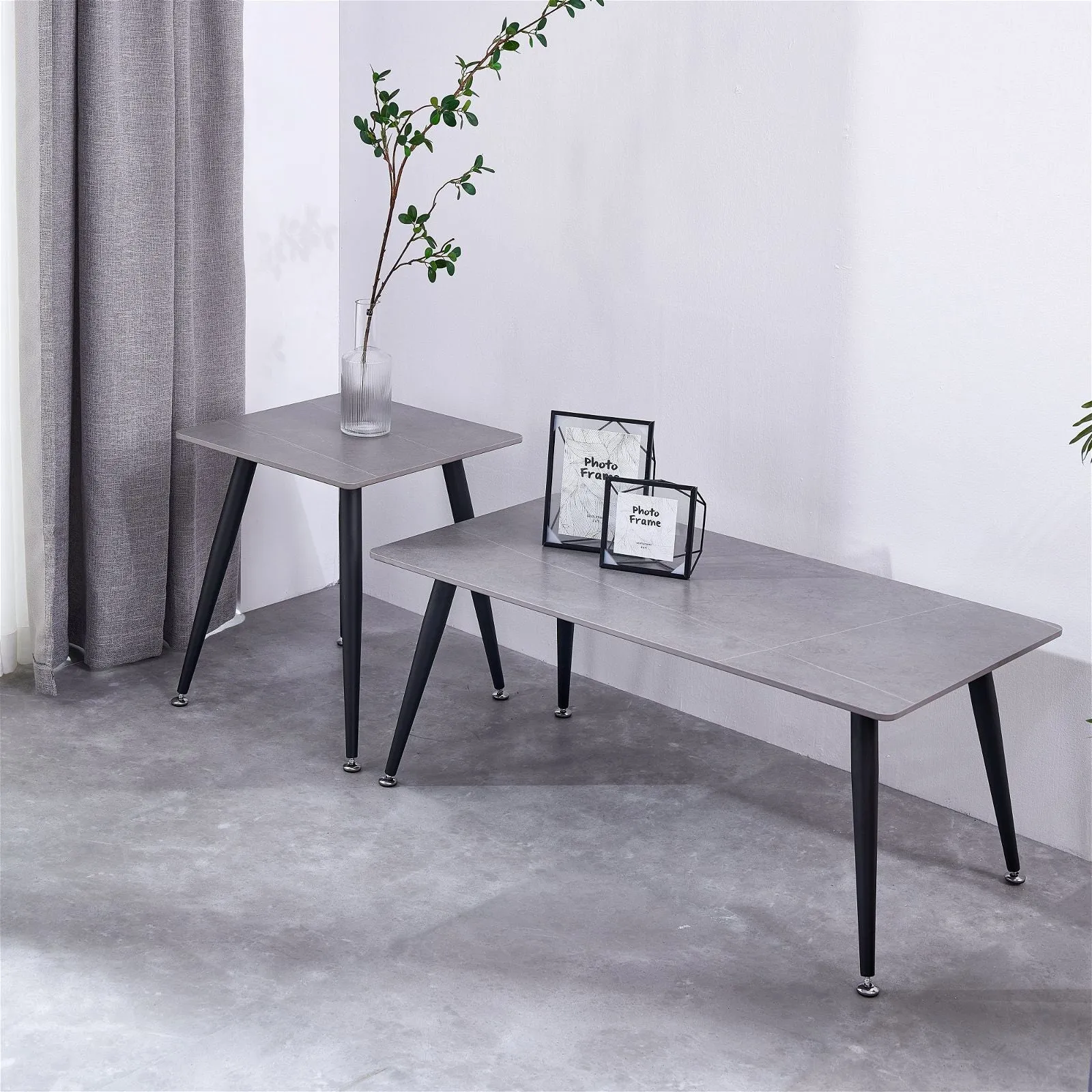 Mendy Grey Sintered Stone Coffee Table with Metal Legs by Criterion™