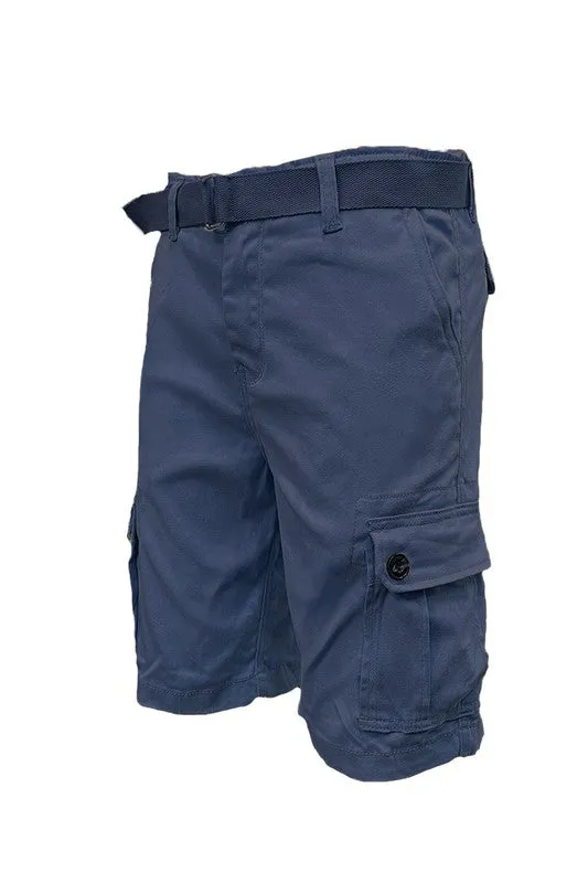 Mens Belted Cargo Shorts Pockets and Belt