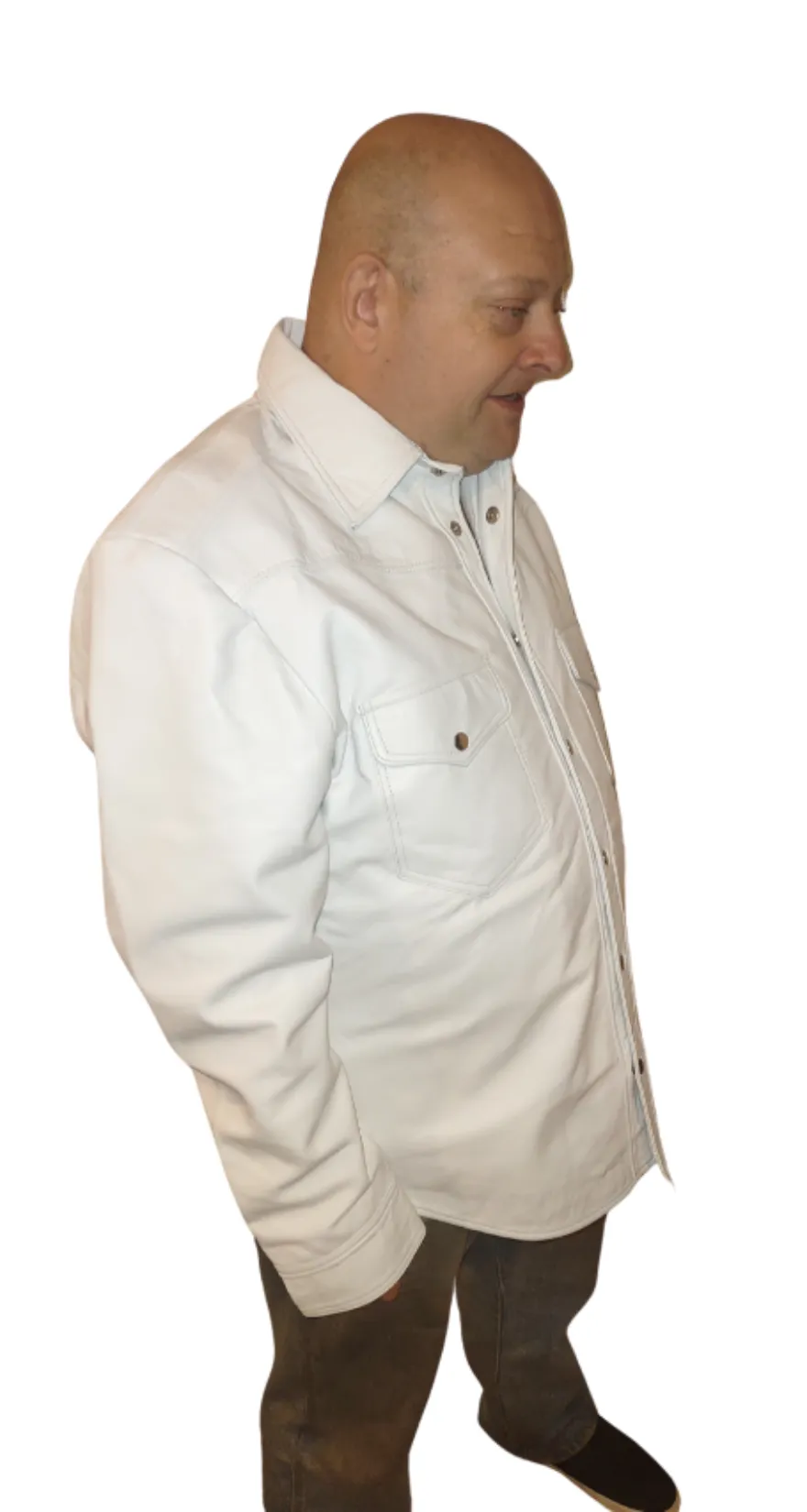 Mens White Leather Shirt