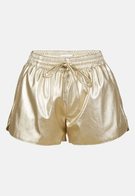 Metallic Drawstring Shorts