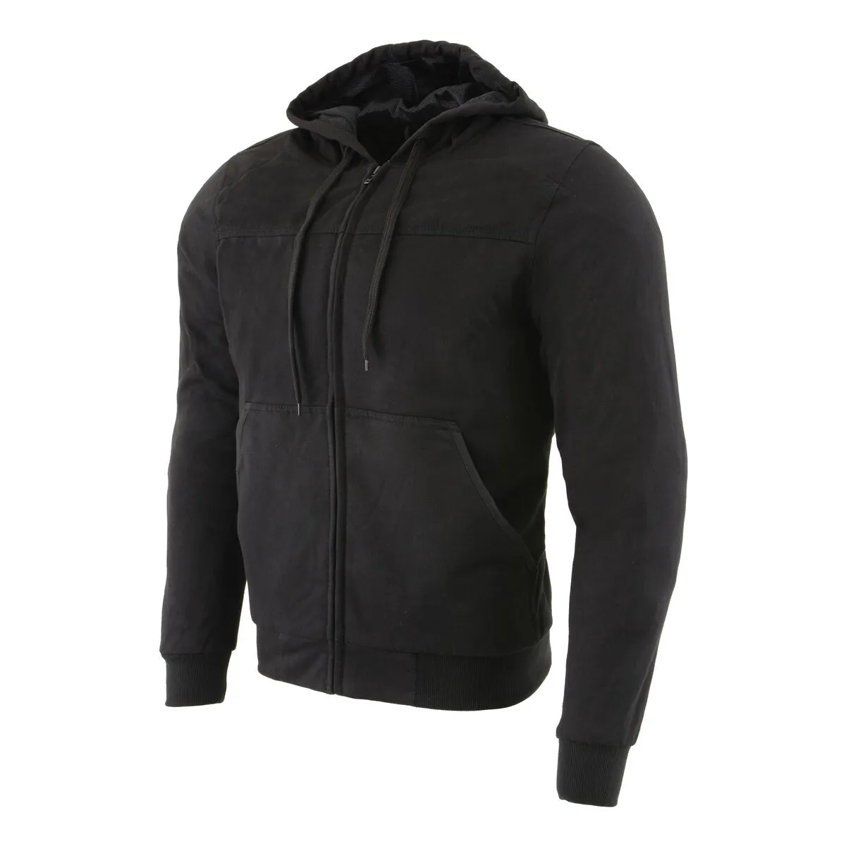 Milwaukee Leather MPM1788 Men's Black CE Approved Armored Riding Hoodie Sweater with Aramid by DuPont Fibers