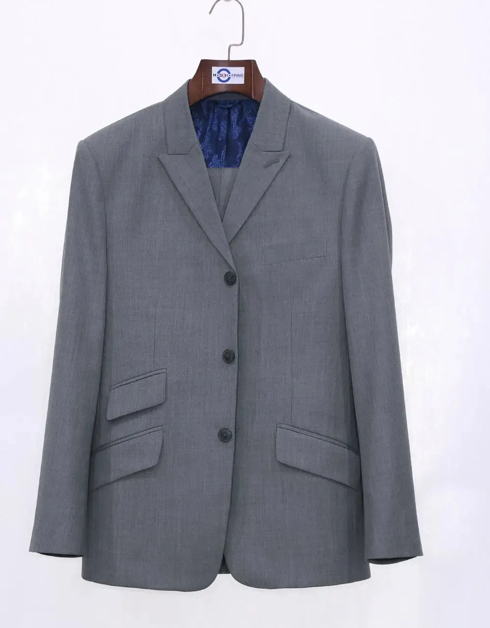 Mod Suits | 60s Style Grey Peak Lapel Suit For Men