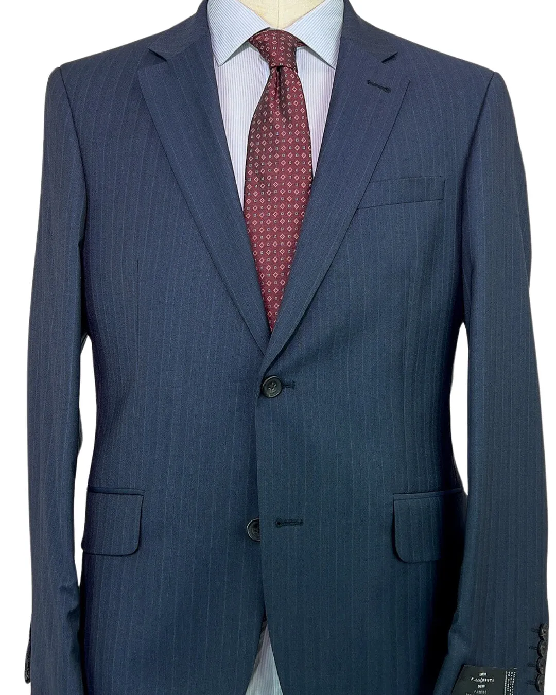 Navy Striped Chevron Lanificio F. Lli Cerruti Suit