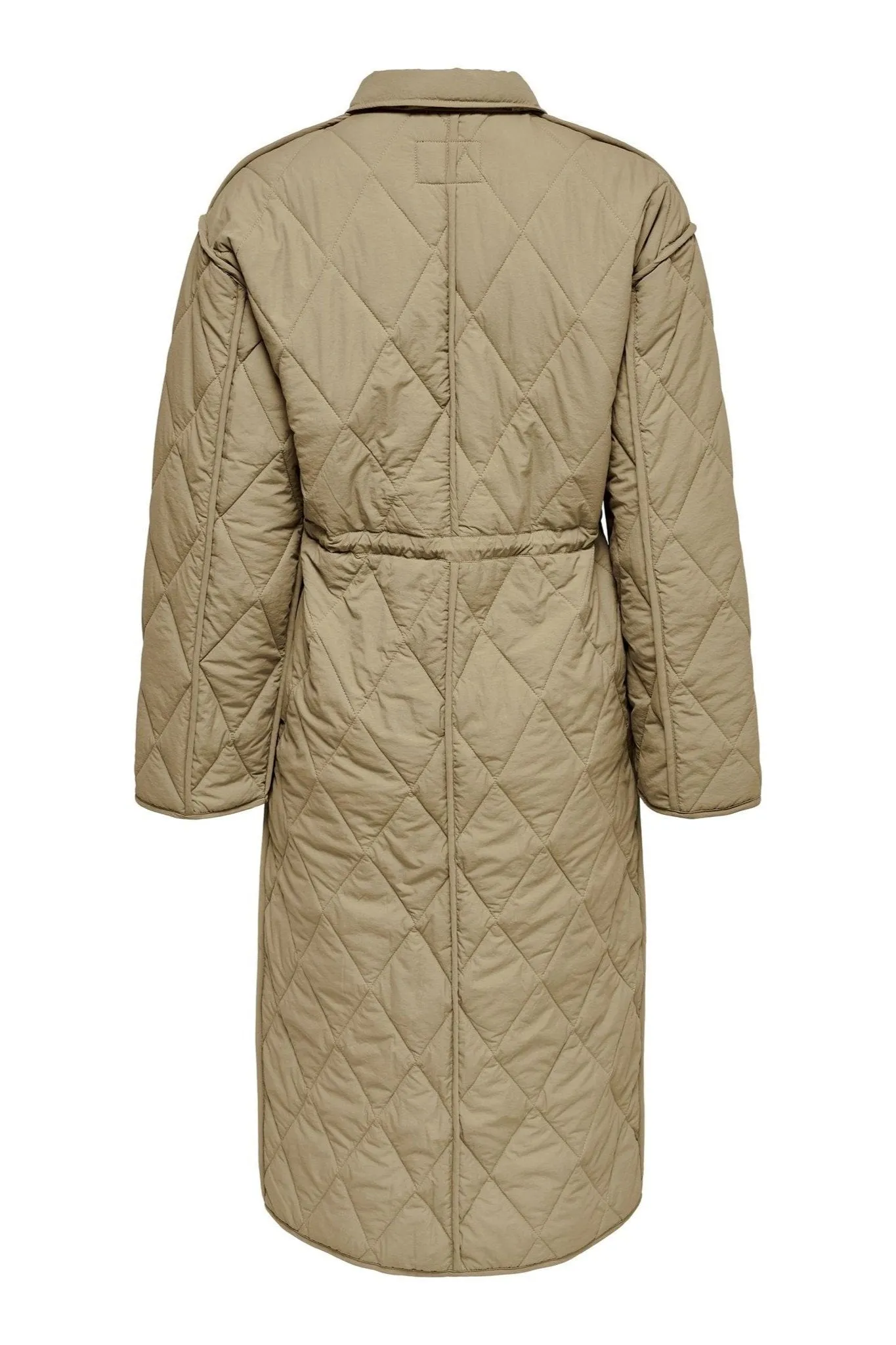 Naya Quilted Long Coat - Petrified Oak