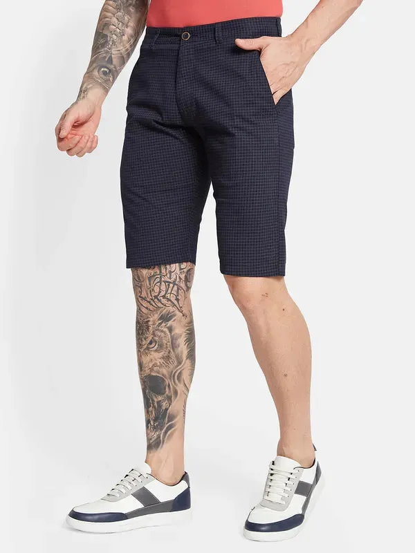 Octave Men Checked Mid-Rise Casual Chino Shorts