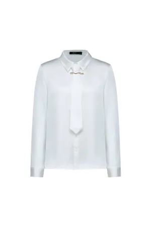 Satin Shirt Blouse With Detachable Necktie