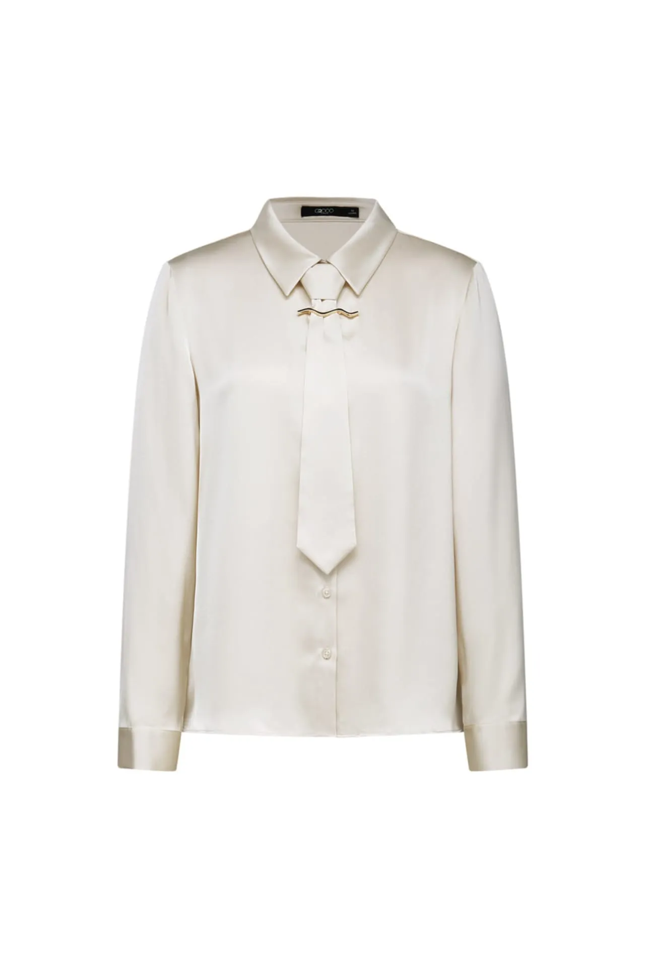 Satin Shirt Blouse With Detachable Necktie