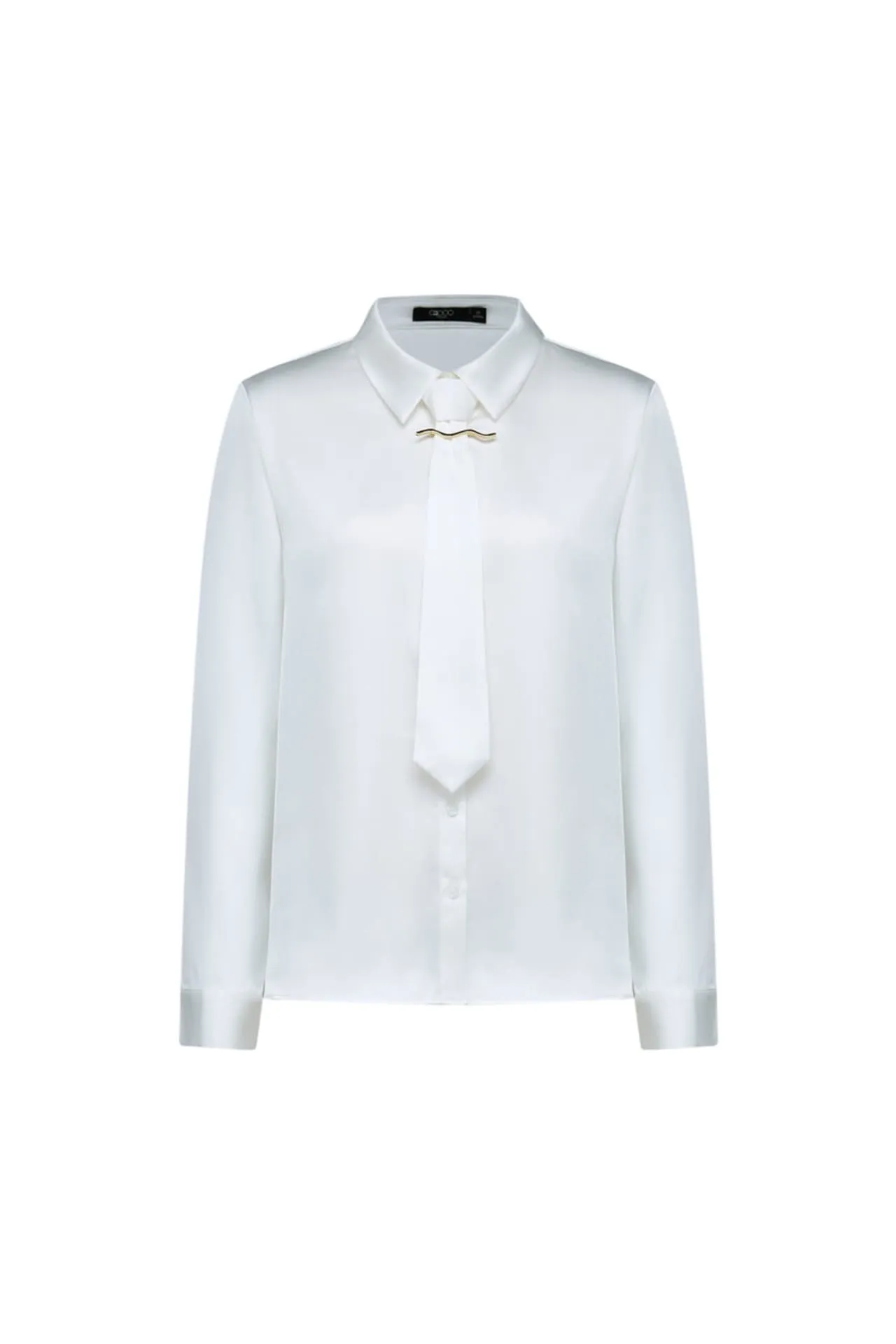 Satin Shirt Blouse With Detachable Necktie