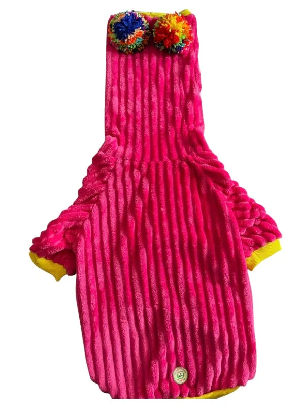 Solid Color Dog Sweater with Long Pompom Snood - AVAILABLE IN DIFFERENT COLORS