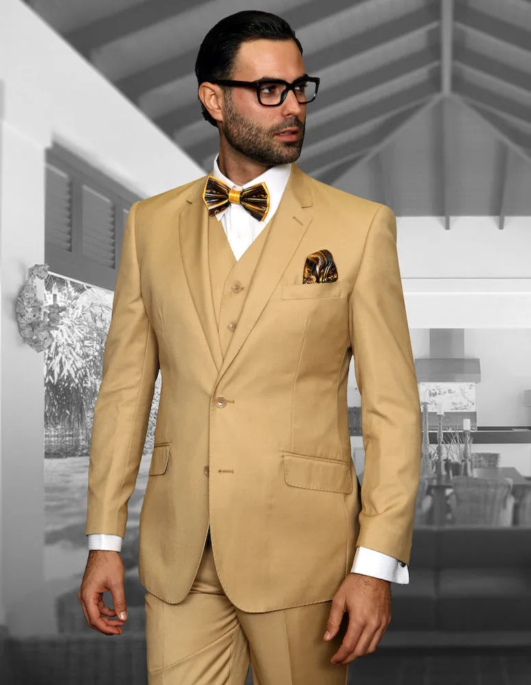 Statement 3 Piece Modern Fit Suit - Chestnut | 100% Wool | Super 150's