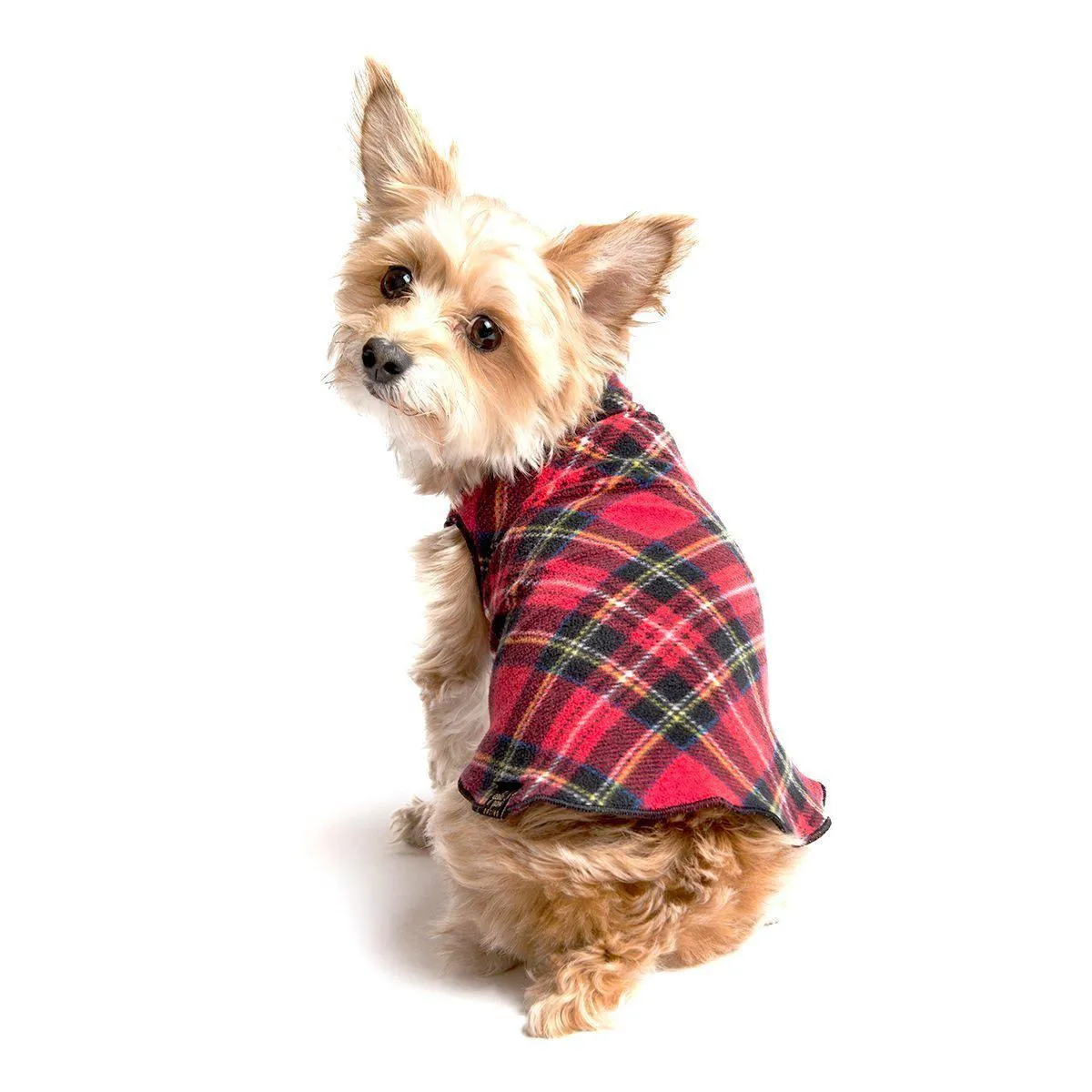 Stretch Fleece Dog Coat Red Plaid