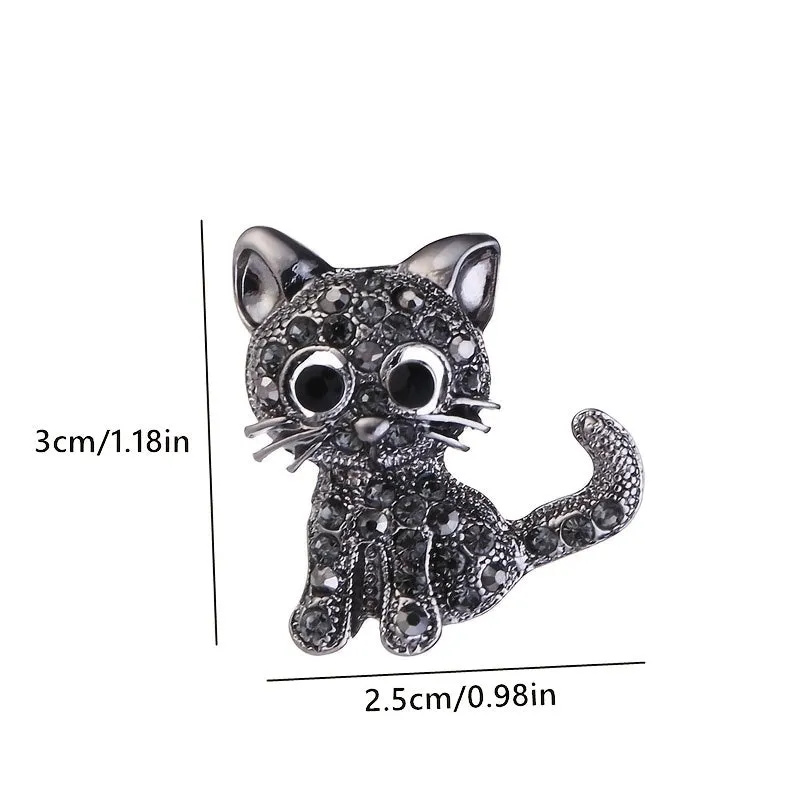 Stylish Antique Silver Cat Brooch  Perfect for CoatsShirts