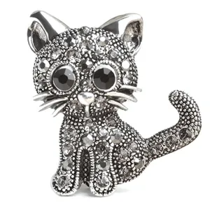 Stylish Antique Silver Cat Brooch  Perfect for CoatsShirts