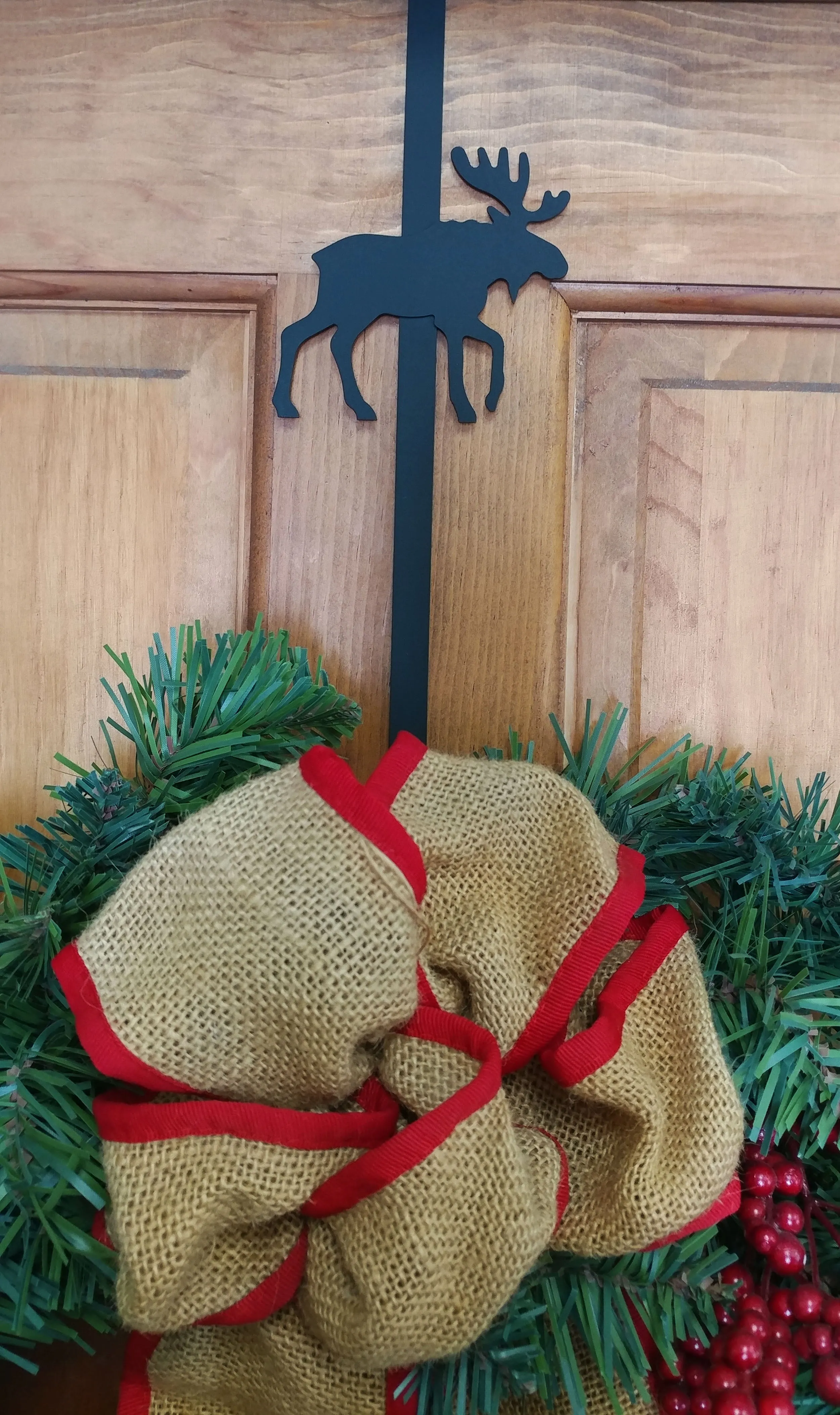 Stylish Silhouetted Wreath Holder - Multi-Use Over Door Hook for Hats, Coats, Purses & More, 13"x4"