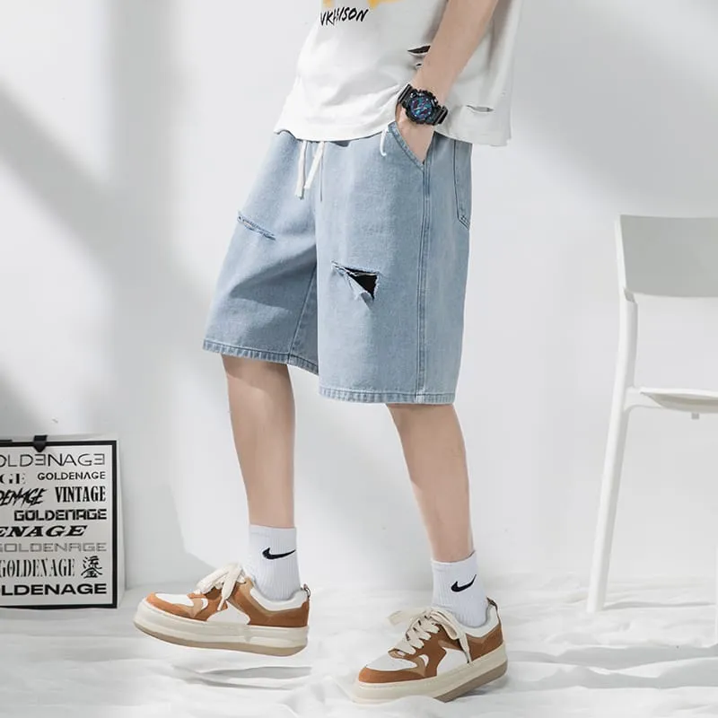 Summer New High Street Men Shorts Streetwear Pant Hip Hop Hole Design Denim Shorts Men Loose Casual Shorts Man 3XL X4924597