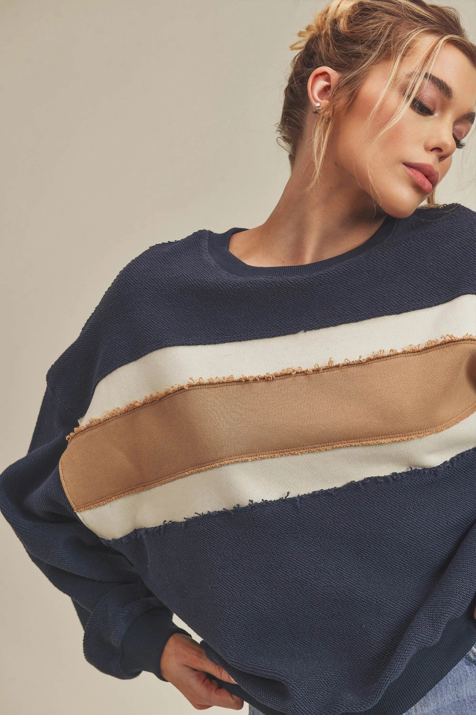 Sweater with Contrast Stripes