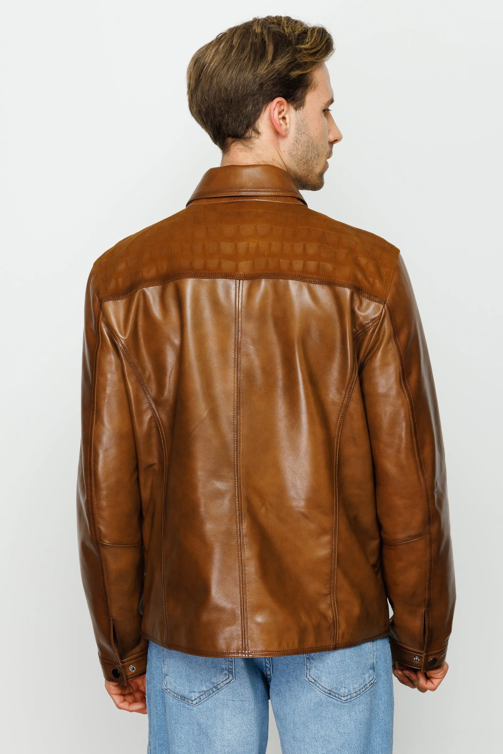 The Emerson Tan Leather Men Jacket