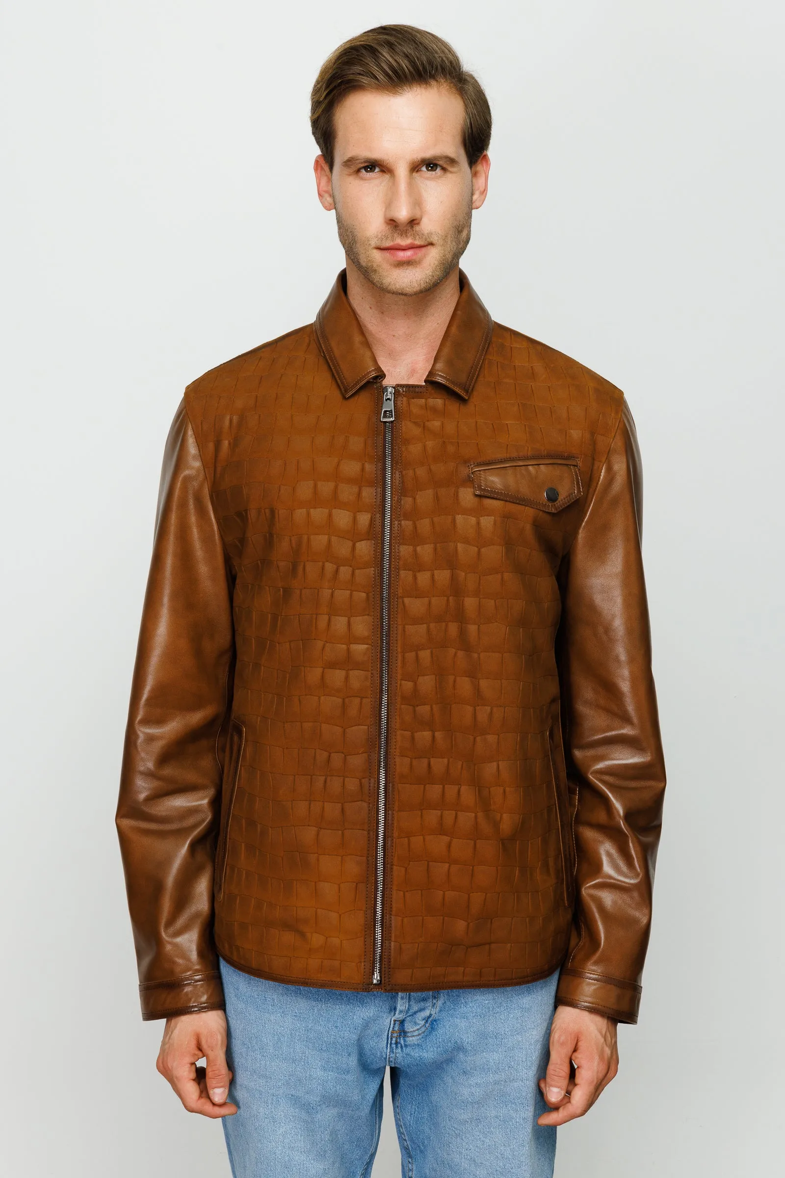 The Emerson Tan Leather Men Jacket