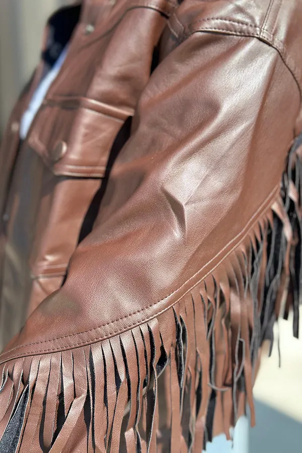 Trendy Fringe Patchwork Short Leather Jacket