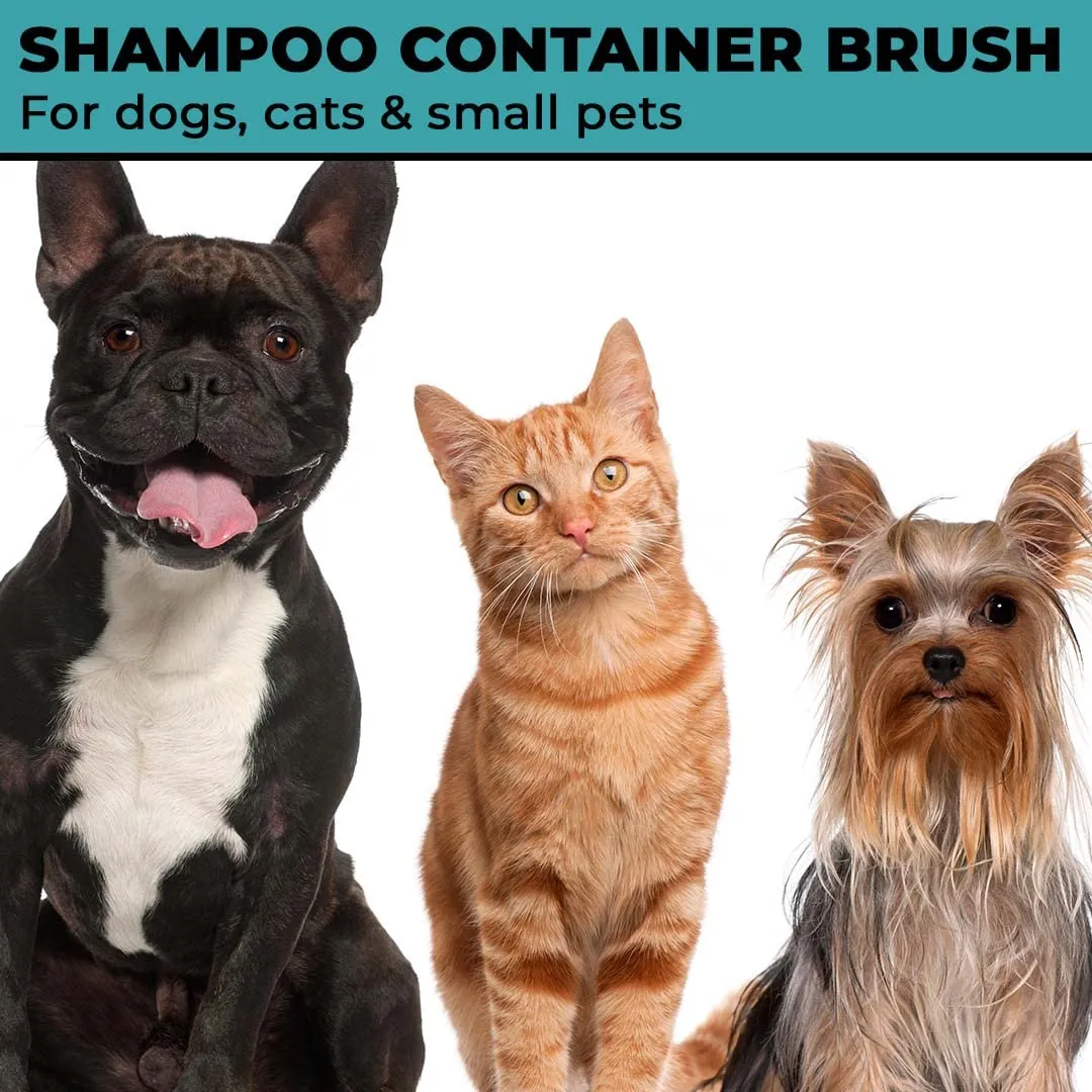 Urbane Home Dog Brush With Shampoo Container|Cat & Dog Bath Brush For Bathing|Exfoliating|Scrubbing|Massaging & Relaxing|Soft Silicone|Suitable For All Pets|PT230B|Blue