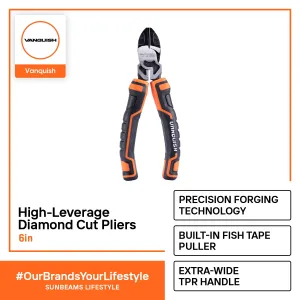 VANQUISH Premium | Heavy Duty | Professional High-Leverage Diamond Cut Pliers