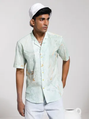 VASTRAMAY Men's Mint Green Cotton Ethnic Shirt