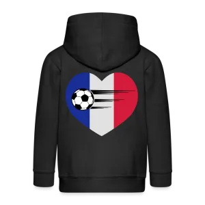 Veste à capuche Premium Enfant "Foot France Coeur"