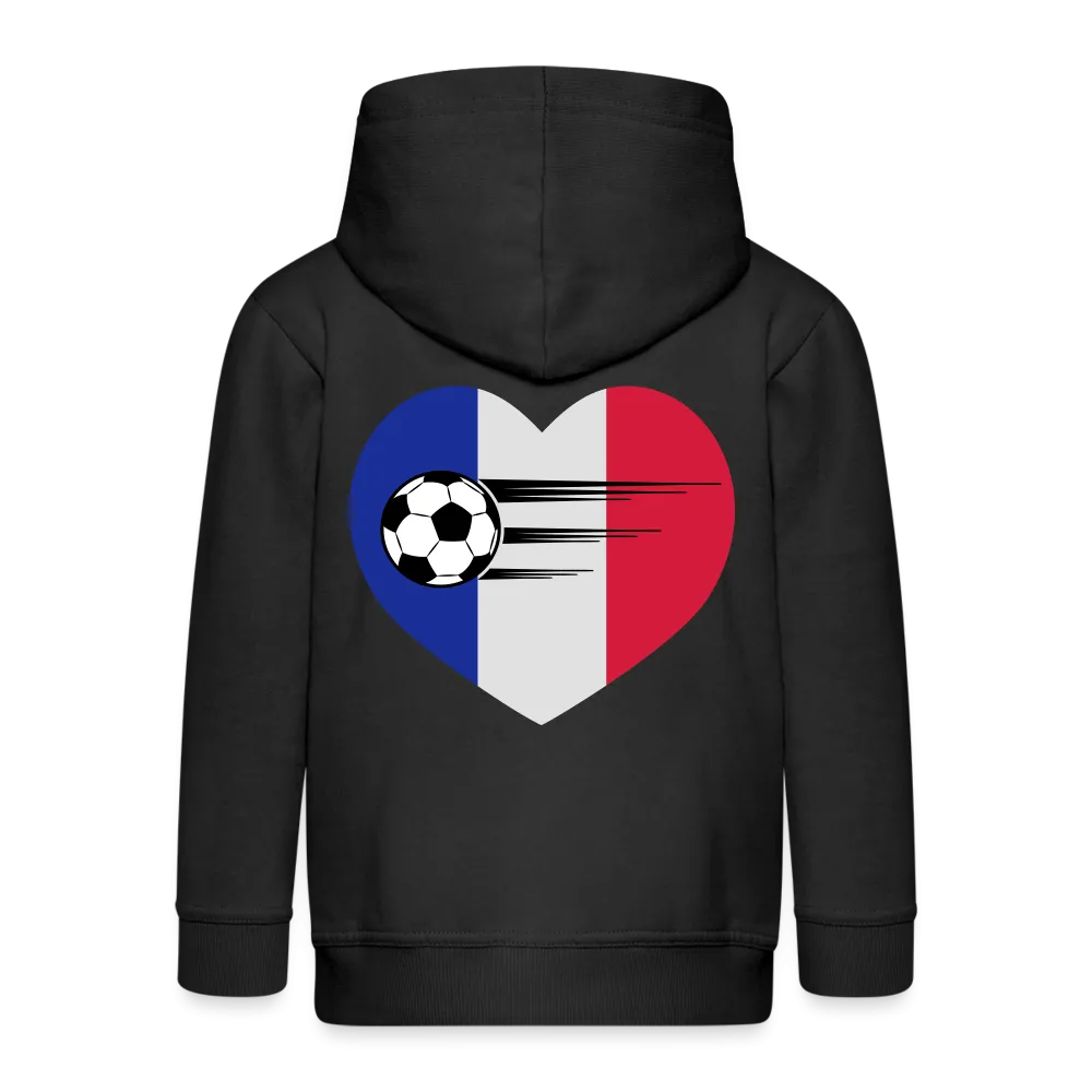 Veste à capuche Premium Enfant "Foot France Coeur"