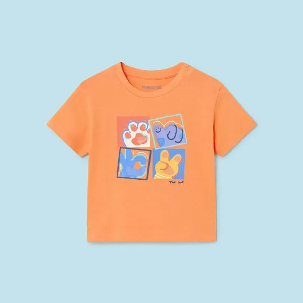 WHITE AND ORANGE T-SHIRT SET FOR BABY BOY