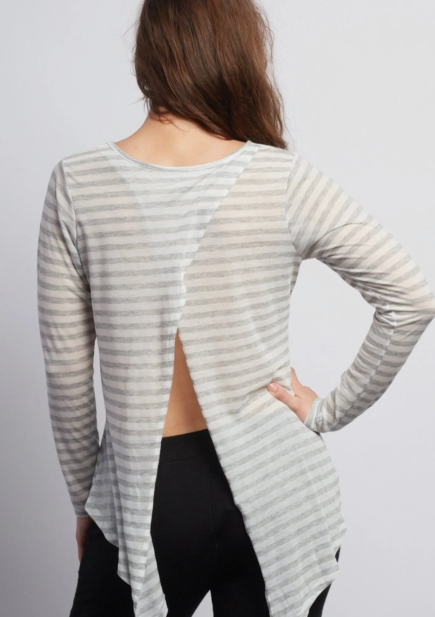 White Lotus Camille Long Sleeve Shirt - Natural Grey Stripe