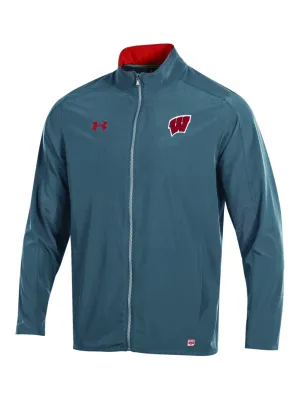 Wisconsin Badgers Under Armour Gray On-Field Stealth Charger Warm Up Jacket