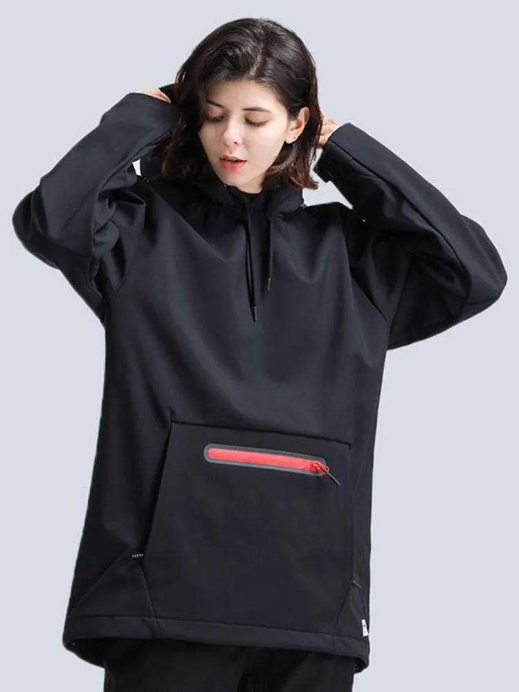 Women's Black & Back Print Snowboard Hoodie