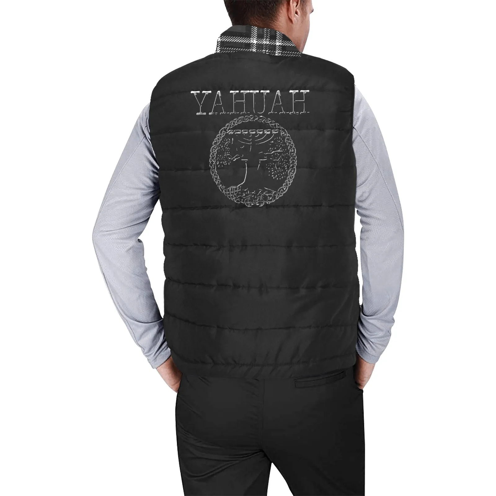 Yahuah-Tree of Life 02-04   Digital Plaid 01-06A Men's Designer Puffer Vest